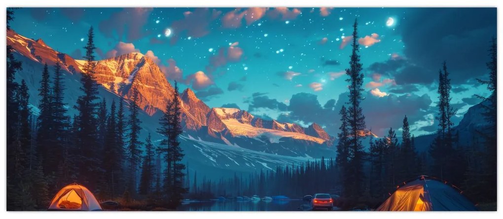 Tablou - Camping în munți (120x50 cm)