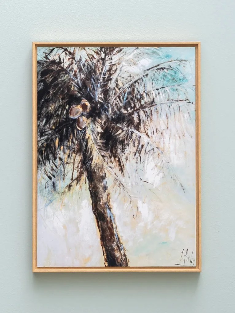 Tablou decorativ, palmier, cu rama din lemn, D.Belin