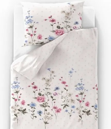 Lenjerie de pat din bumbac Delux Meadow roz, 140 x 220 cm, 70 x 90 cm