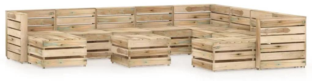 3068093 vidaXL Set mobilier de grădină, 11 piese, lemn de pin verde tratat
