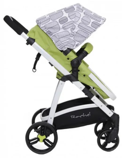 Carucior nou nascuti 2 in 1 NOVOKIDS™ Rachel PRO, Cu geanta bebe inclusa, Cadru aluminiu, Plasa insecte, Maner reglabil pe inaltime, Verde Aprins
