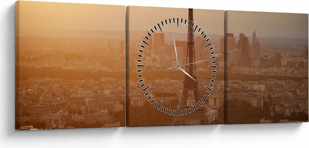 Tablou - Turnul Eiffel (cu ceas) (90x30 cm)
