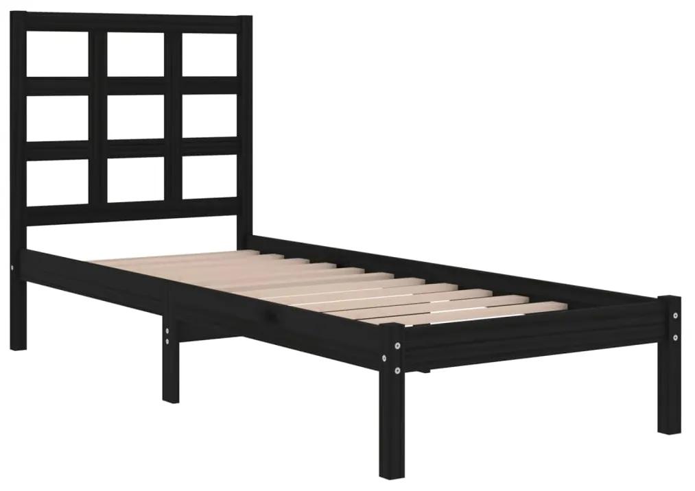 Cadru de pat, negru, 100x200 cm, lemn masiv Negru, 100 x 200 cm