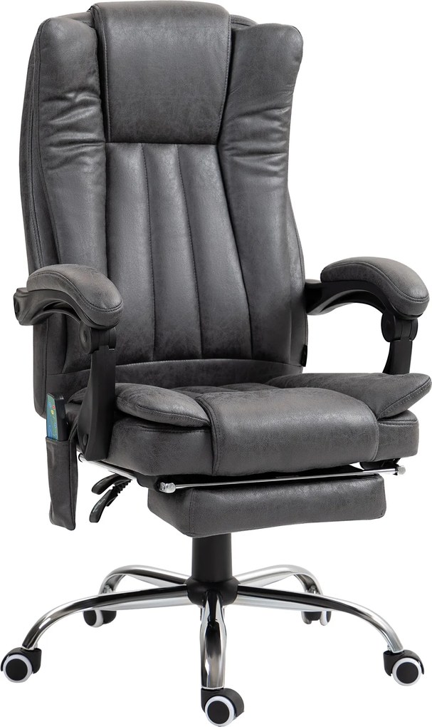 Vinsetto Fotoliu de birou cu funcție de masaj și încălzire, suport pentru picioare, reglabil, până la 120kg, Gri | Aosom Romania