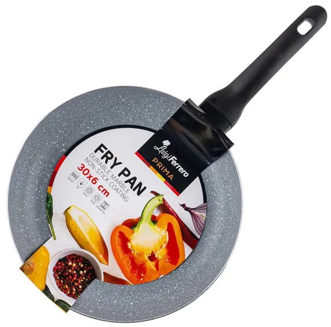 Tigaie Luigi Ferrero Prima FR-3034, 30x6 cm, Acoperire antiaderenta cu efect de marmura, Inductie, Albastru inchis