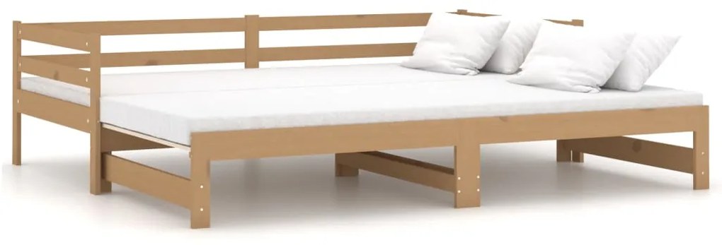 806953 vidaXL Pat extensibil de zi maro miere 2x(90x200) cm lemn masiv pin