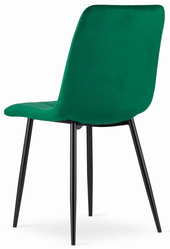 Scaun de masa din catifea Culoare verde cu picioare negre, LAVA
