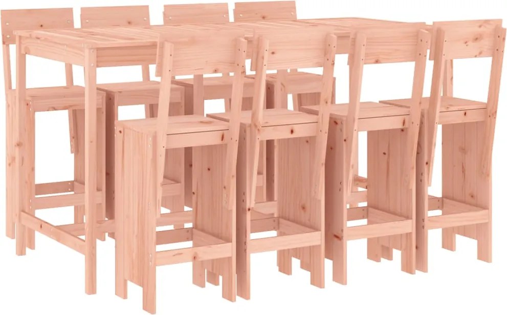 vidaXL Set bar de grădină, 9 piese, lemn masiv douglas