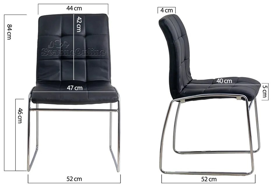 Scaun vizitator negru HRC 620 din piele ecologică și cadrul cromat