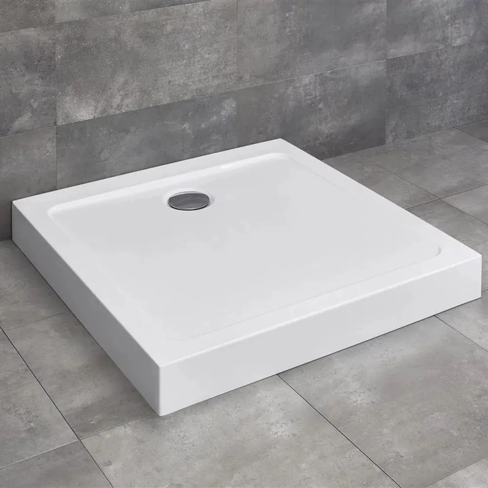 Cadita dus patrata Radaway Doros C Compact 90x90 cm acril alb