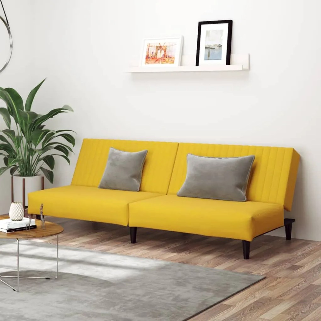 337646 vidaXL Canapea extensibilă cu 2 locuri, galben, catifea