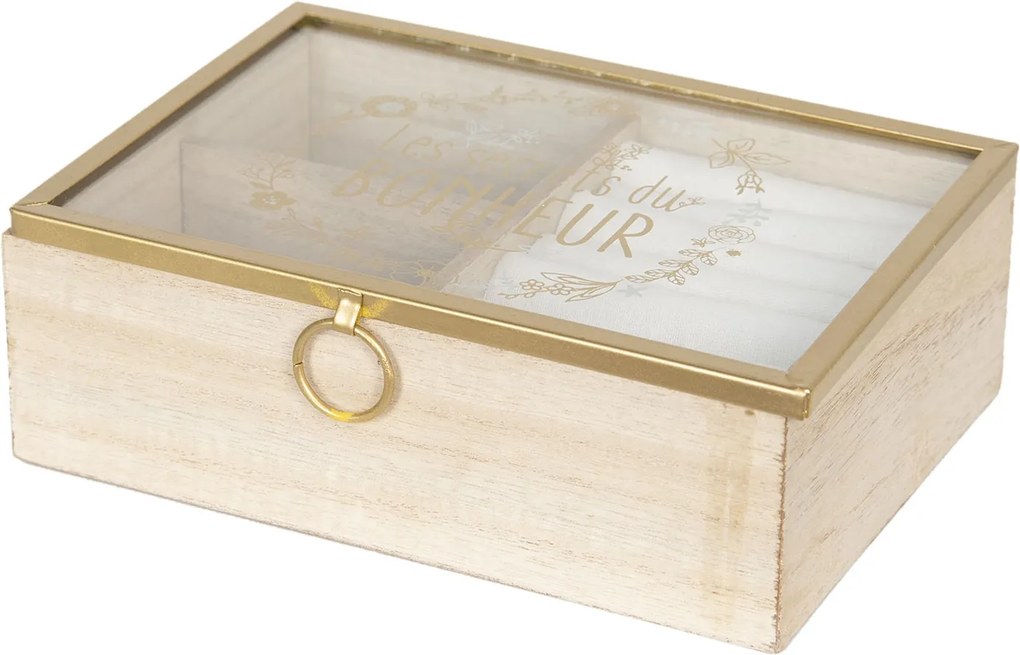 Caseta bijuterii lemn natur cu sertar compartimentata 18x6x13 cm