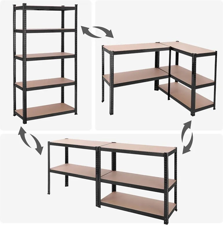 Raft Songmics, 5 rafturi, 180 x 90 x 40 cm, Negru, GLR040B01