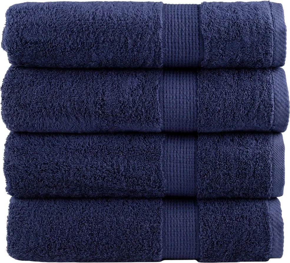 vidaXL Prosoape de mâini premium, SOLUND 4buc bleumarin 50x100cm 600gsm