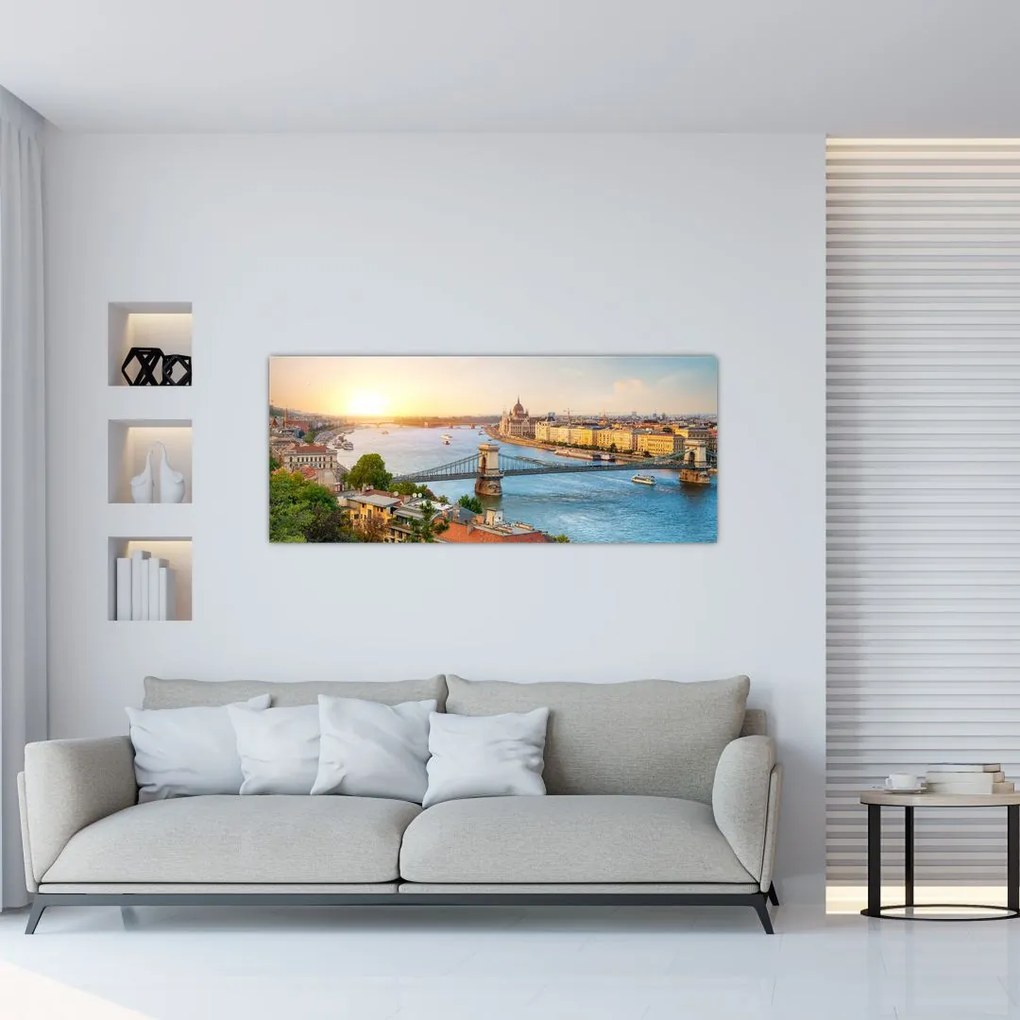 Tablou cu orașul Budapesta și râu (120x50 cm)