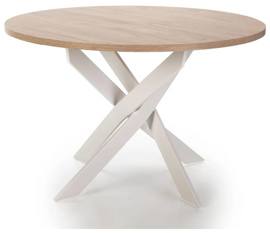 Masă de dining rotundă cu blat cu aspect de lemn de stejar ø 120 cm Ther – Marckeric