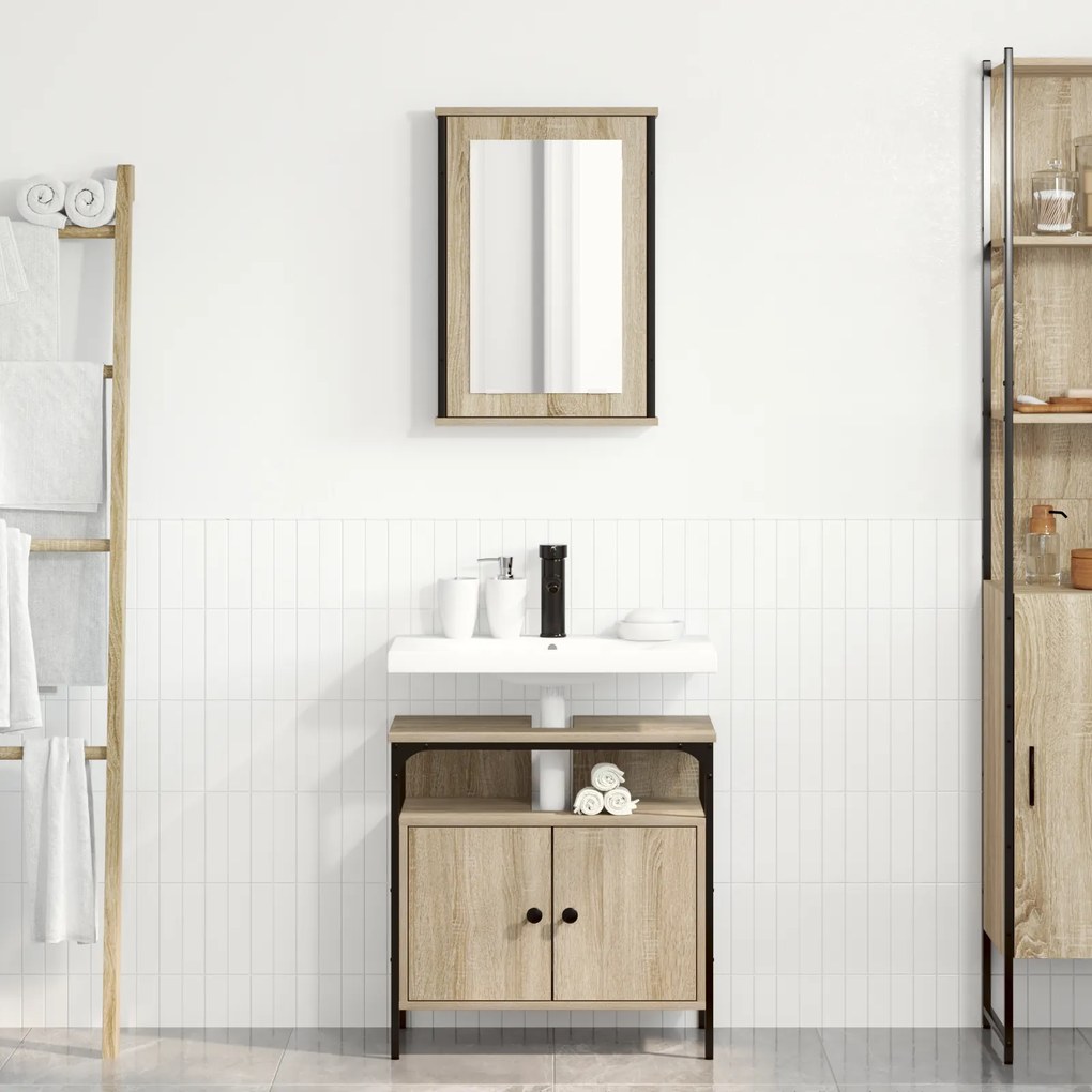 vidaXL Set de dulapuri pentru baie 2 Piese Stejar Sonoma Lemn Prelucrat