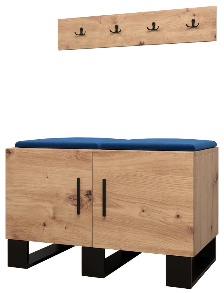 Set mobilier pentru hol Amanda 21 (Stejar artisan + Albastru). 1086042
