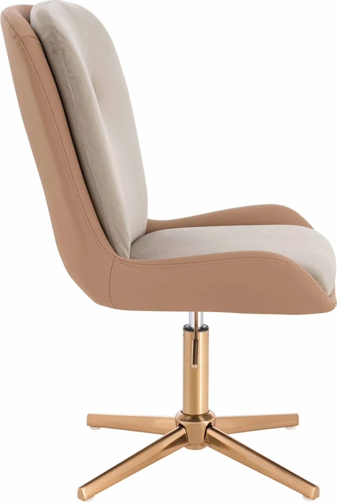 HR690CROSS Scaun Velvet&amp;soft Piele Pu Latte/Carmel Bază Aurie