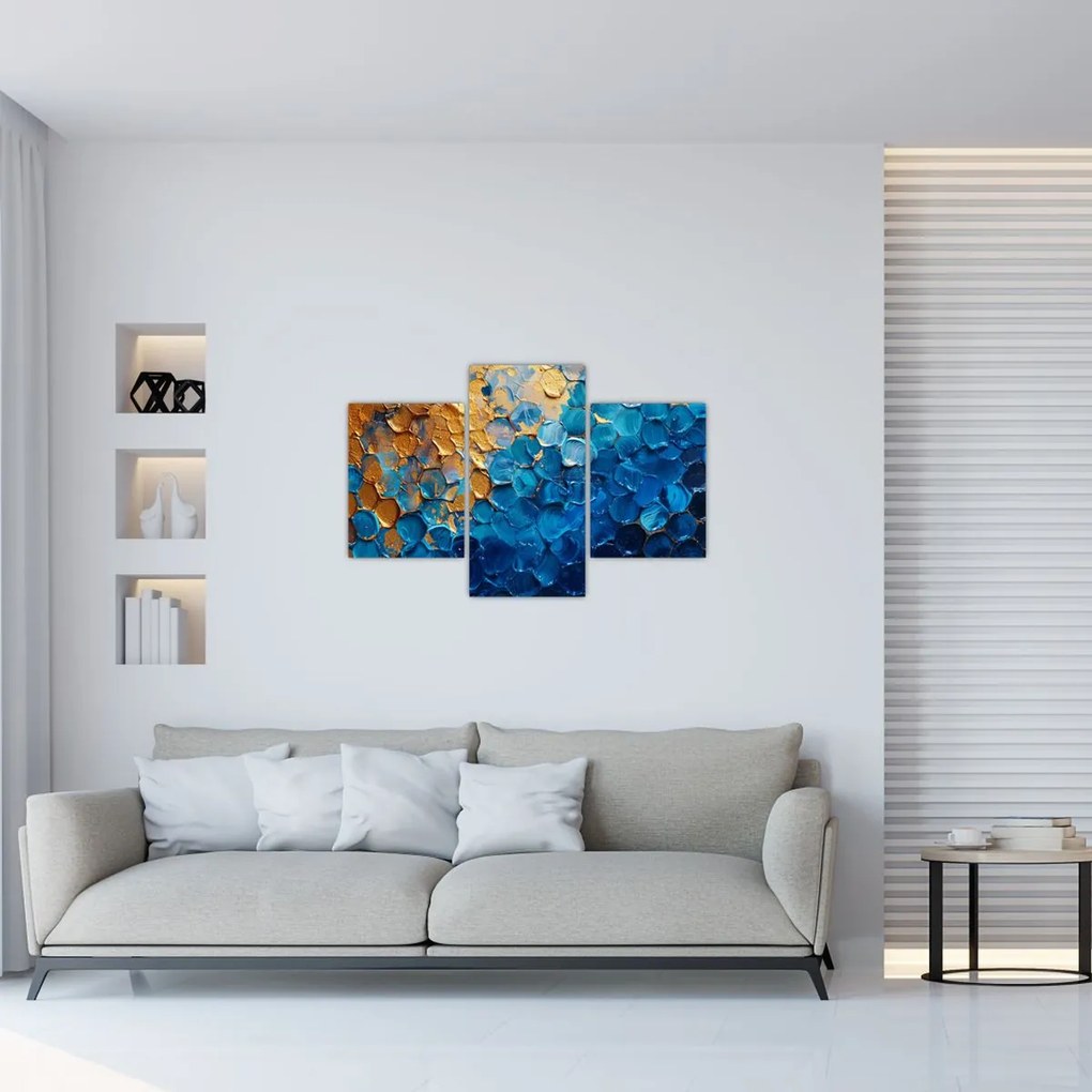 Tablou - Pictura albastru-auriu (90x60 cm)