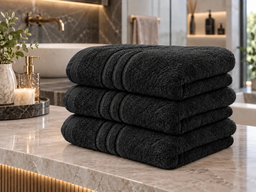 Prosop de corp Confort negru 70 x 140 cm, 100% bumbac