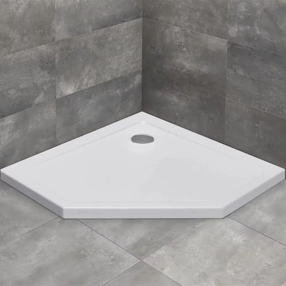 Cadita dus pentagonala Radaway Doros PT 100x100 cm acril alb