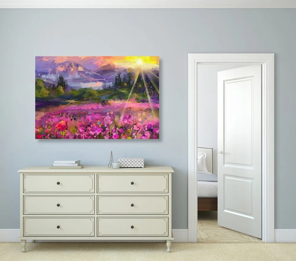Tablou pictură în ulei peisajul colorat