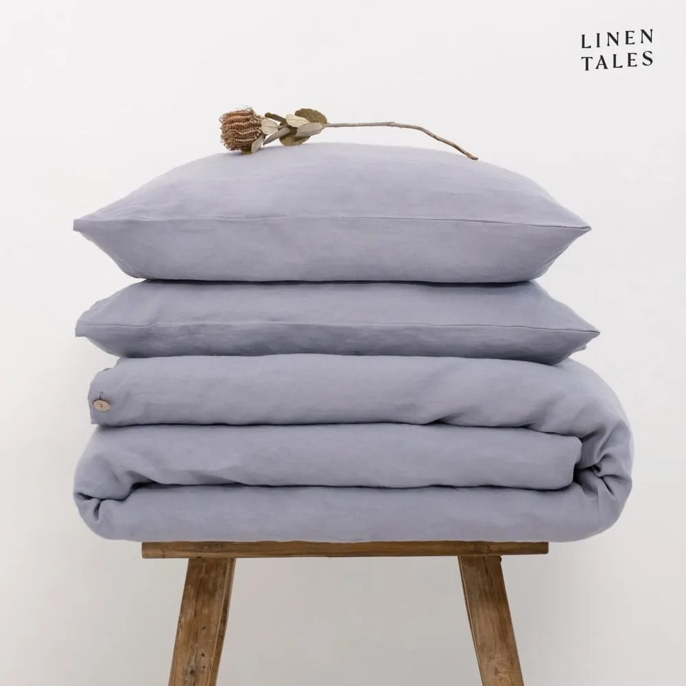 Lenjerie de pat gri deschis din fibre de cânepă pentru pat dublu 200x200 cm – Linen Tales