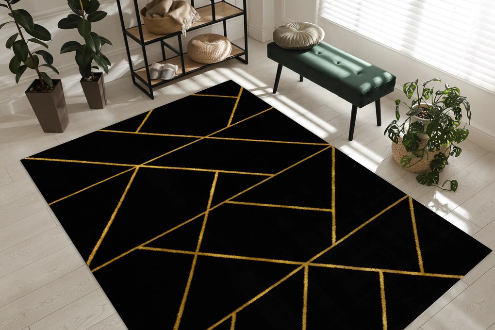 Exclusiv EMERALD covor 1012 glamour, stilat, geometric negru / aur - SECUNDAR-COTATI PRODUSUL