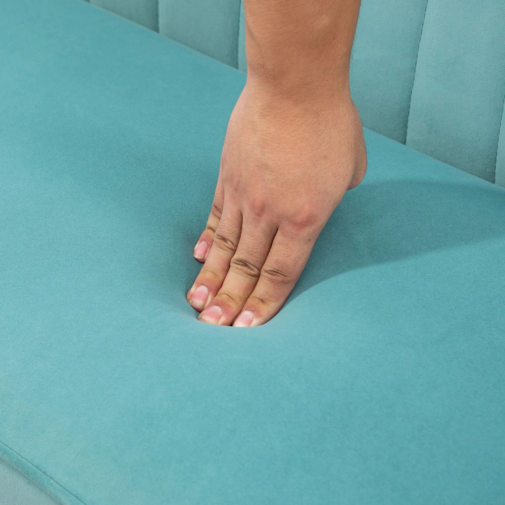 HOMCOM Canapea retro design 2 locuri, picioare din lemn, 117 cm x 56,5 cm x 77 cm, Verde | Aosom Romania