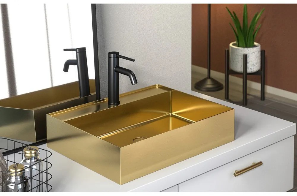 Chiuvetă aurie din oțel inoxidabil 55x42 cm Aurum – Sapho