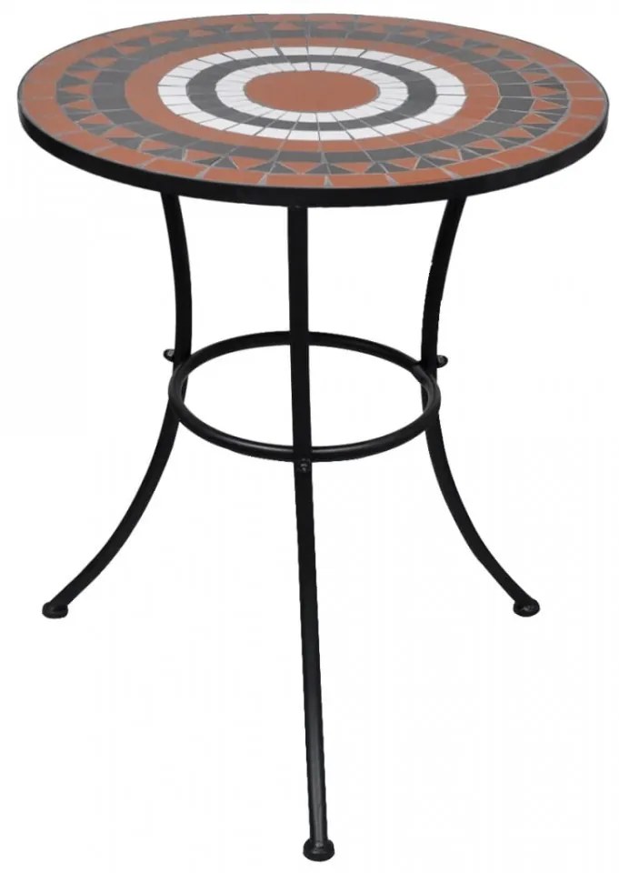 Masă de bistro, cărămiziu și alb, 60 cm, mozaic