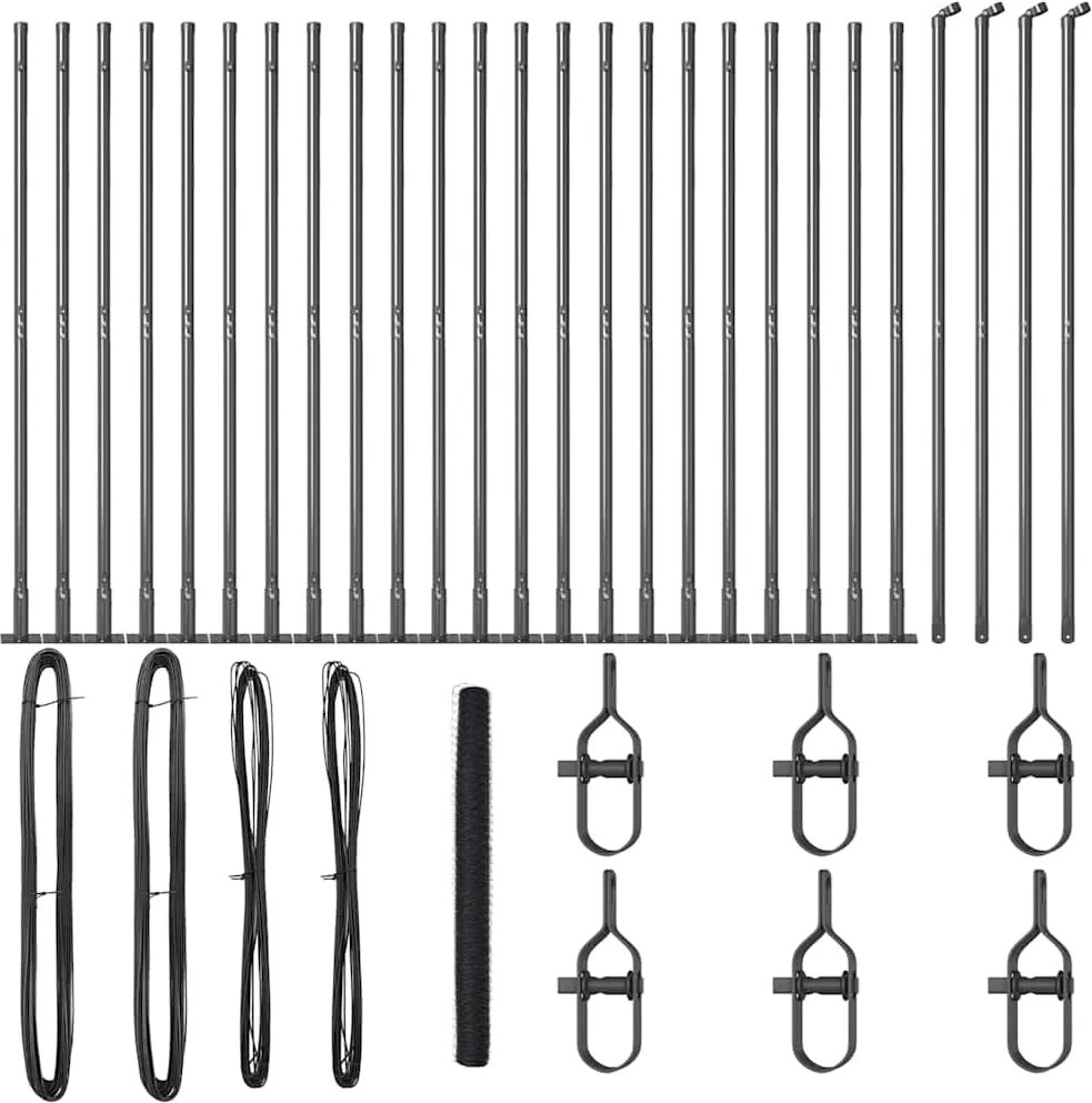 vidaXL Stâlp de gard. Gri 50 x 1,4 m (plasă de 36 mm) Oțel și PVC