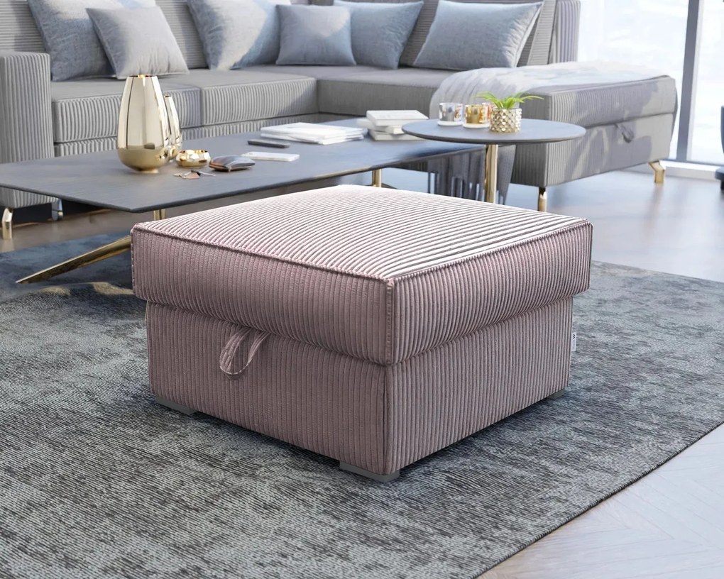 Taburet lila SMART COSARO cu spatiu de depozitare 65x65 cm