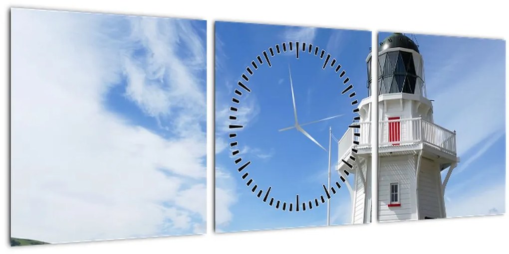 Tablou cu farurile Akaroa, Nooua Zeelanda (cu ceas) (90x30 cm)