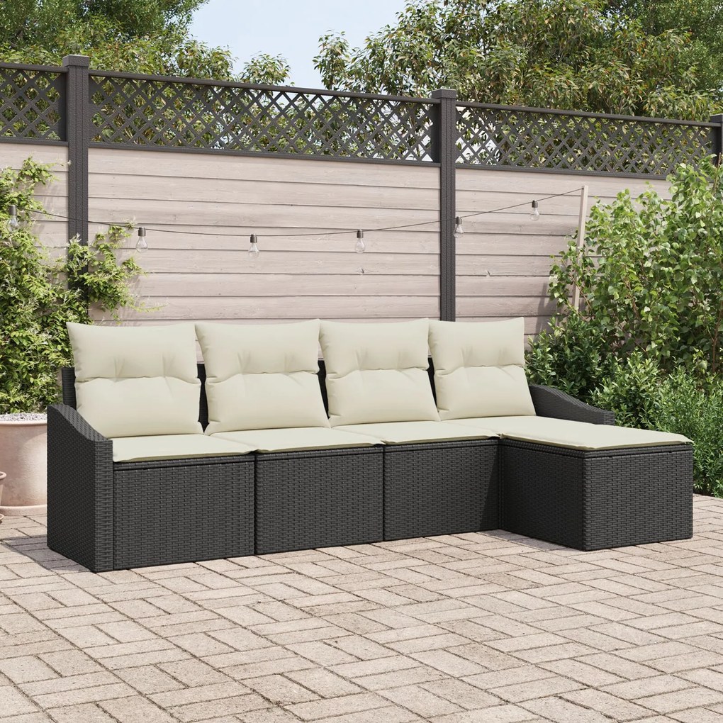 vidaXL Set de canapele pentru grădină 5 pcs Negru Rattan poli