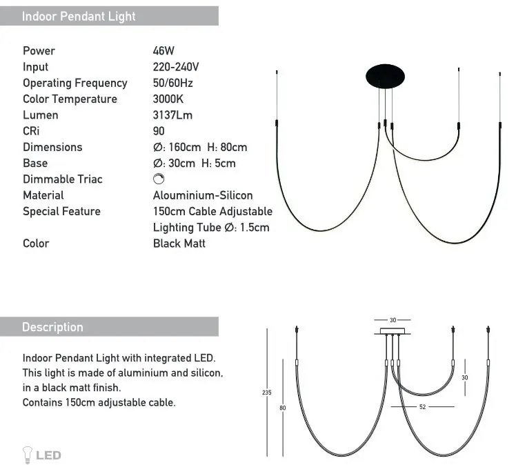 Lustra LED design decorativ modern Tube II L-160cm