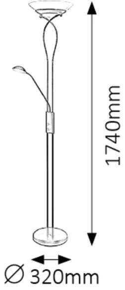 Rabalux 4554 - Lampadar GAMMA TREND 2xE27/15W+1xG9/40W/230V negru