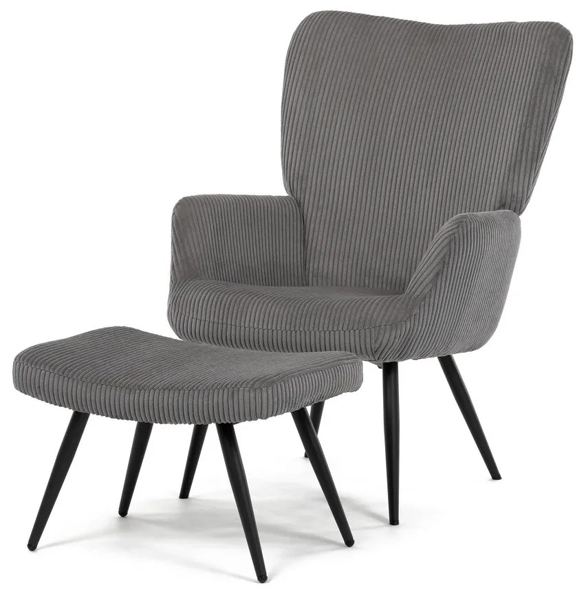 Fotoliu relaxare cu suport pentru picioare L7285GREY6, gri