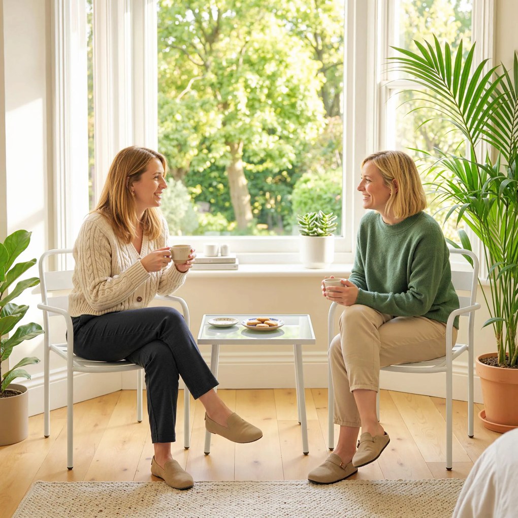 Outsunny Set Bistrò 3 Piese din Oțel Galvanizat, Set de Grădină cu 2 Scaune și Masă din Sticlă Temperată, Mobilier Exterior pentru Terasă, Balcon, Alb | Aosom Romania