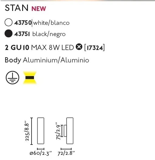 Aplica perete ambientala design modern STAN 2L alba