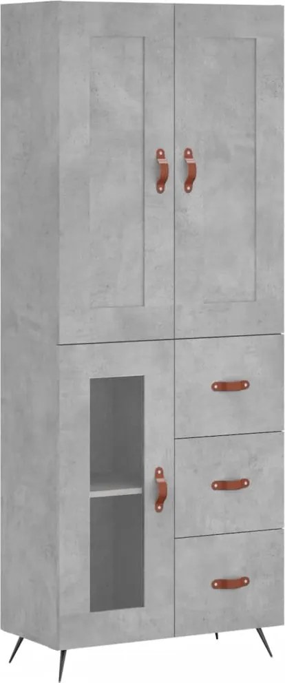 vidaXL Dulap înalt, gri beton, 69,5x34x180, lemn compozit