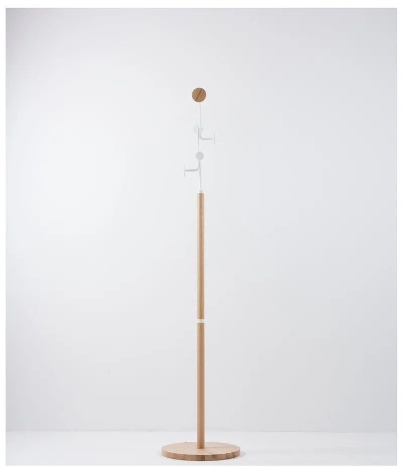 Cuier din lemn masiv de stejar cu detalii albe Gazzda Hook