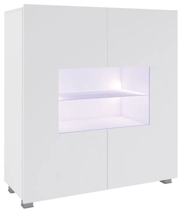 Expedo Comodă BRINICA, 100x107x35, alb/alb luciu