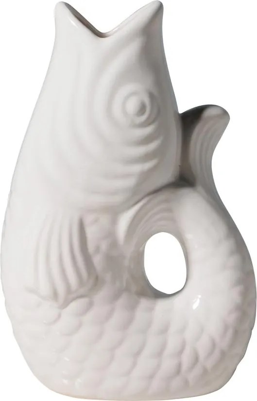 Vaza alba, din ceramica, forma de peste, H20cm Stone
