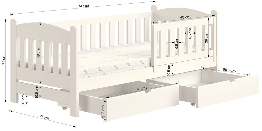 Pat pentru copii din lemn Alvins 70x140 - pin