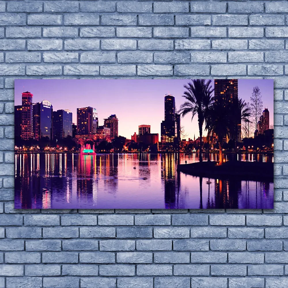 Tablou pe panza canvas Oraș Case Violet Negru