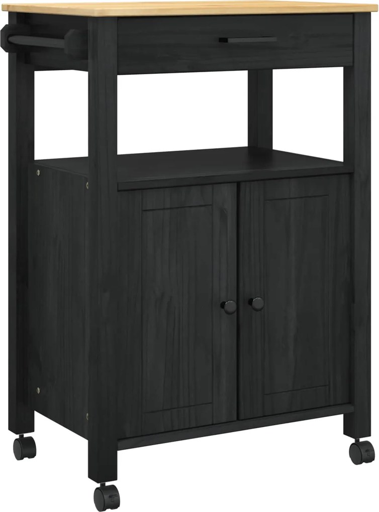 vidaXL Troler de Bucătărie MONZA Negru 60 x 40 x 88,5 cm