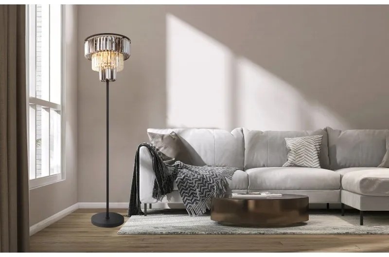 Lampadar design modern NAXIS 3L negru/fumuriu