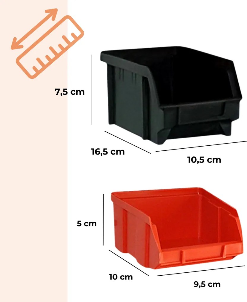 Organizator suspendat pentru atelier ORDER, 30 de cutii, 64x2x38cm, roșu/negru Monzana